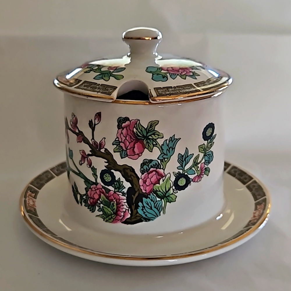 "India Tree" Vintage jam pot with lid by Maddock England.